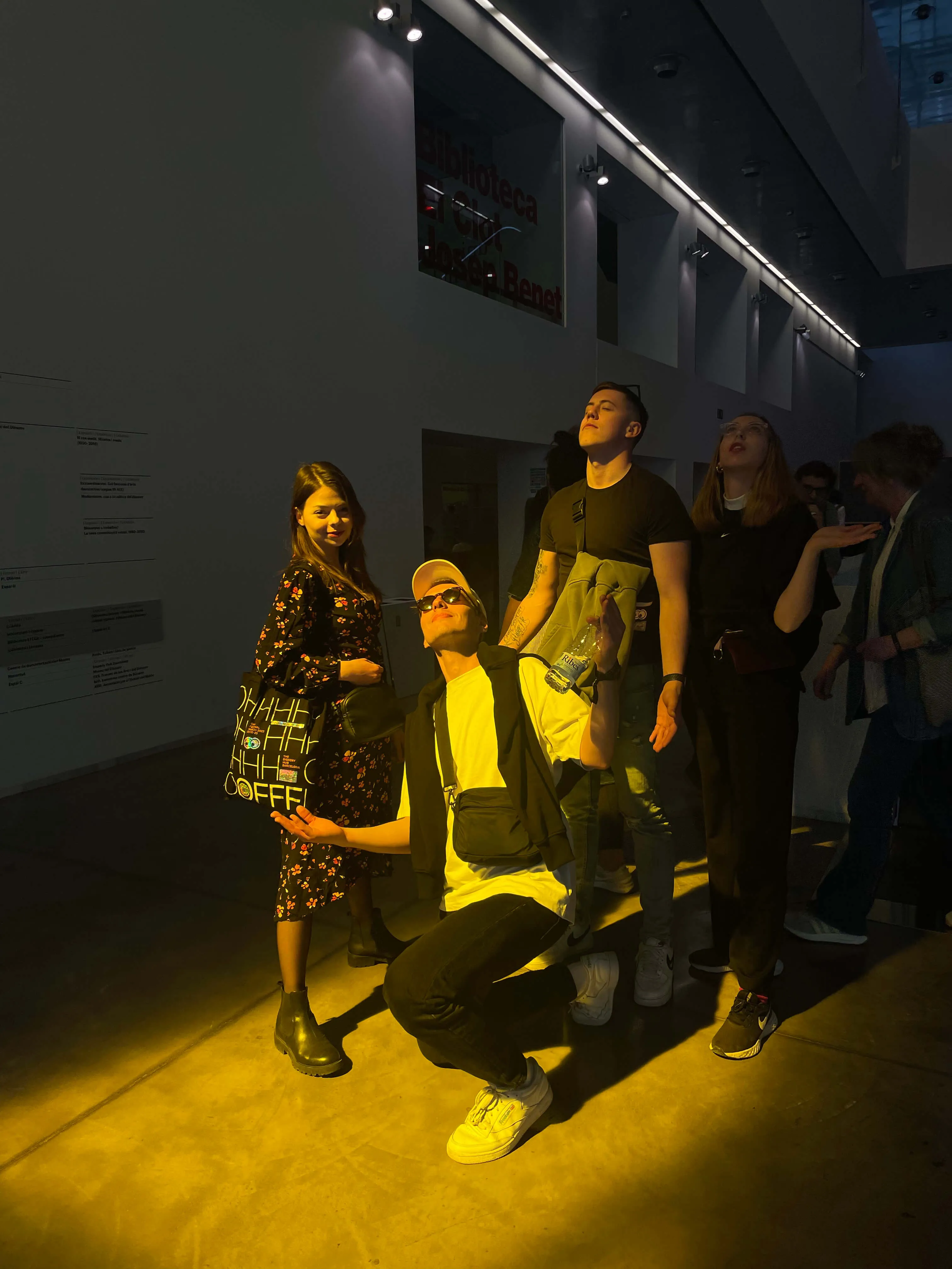 A cute picture of people of Wonder Makers on a terrace in Barcelona. In the photo Lukas, Gabe, Tomas, and Natalia.